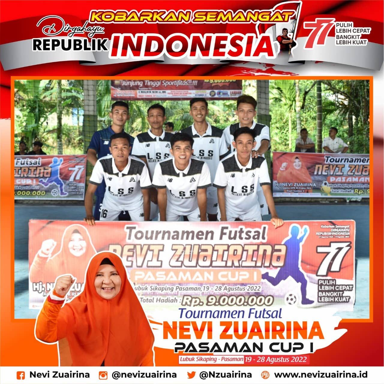 Kemeriahan HUT ke-77 RI, Nevi Zuairina Selenggarakan Turnamen Futsal di Dapil